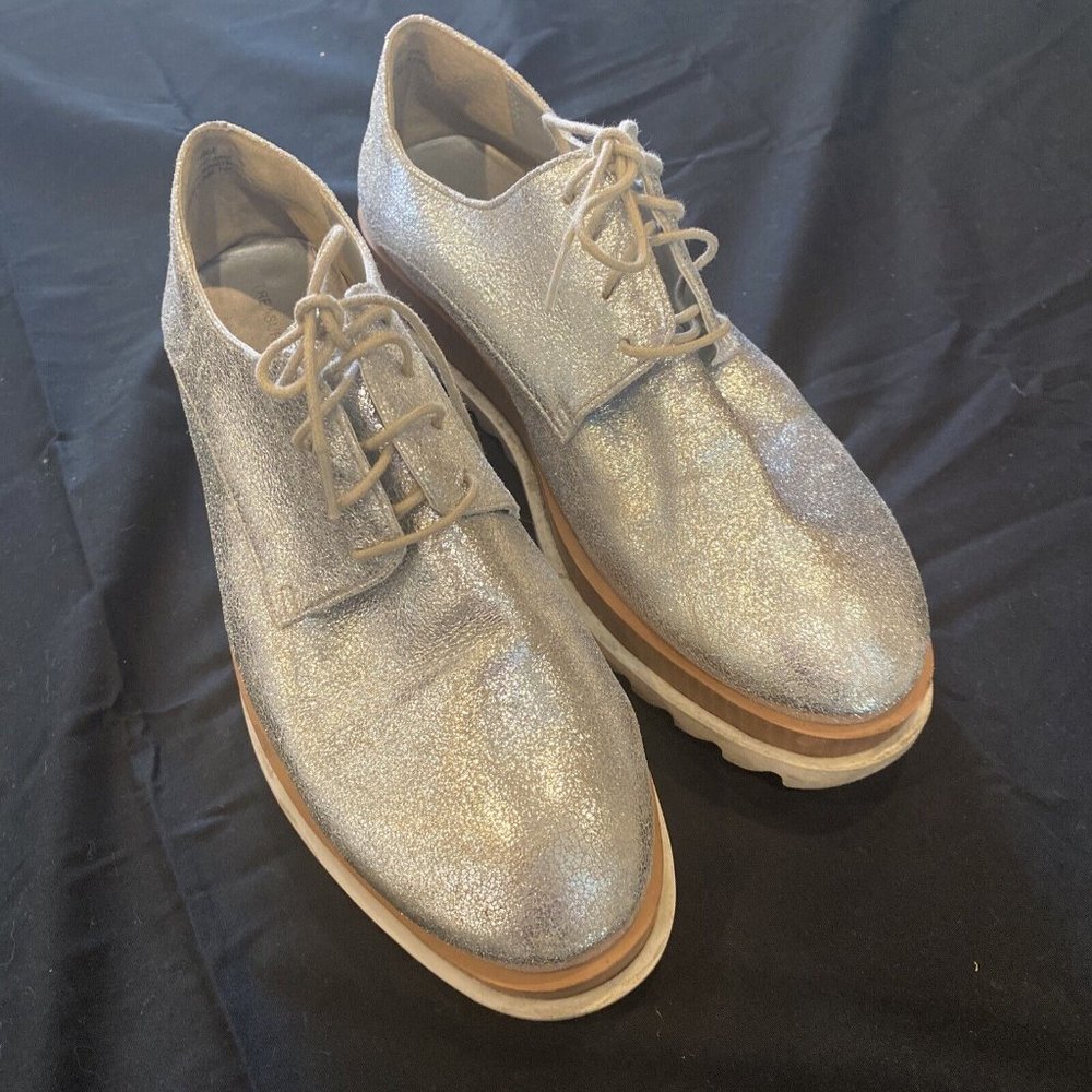 Treasure & Bond Noah Leather Derby Shoes Silver Womens Size 7M #338